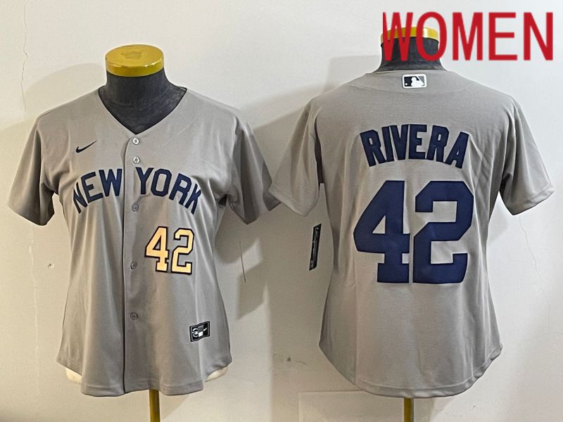 Women New York Yankees 42 Rivra grey 2024 Nike MLB jersey 20241122